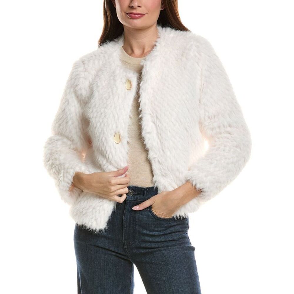 Pascale La Mode Womens  Faux Shearling Short Jacket, Brown
